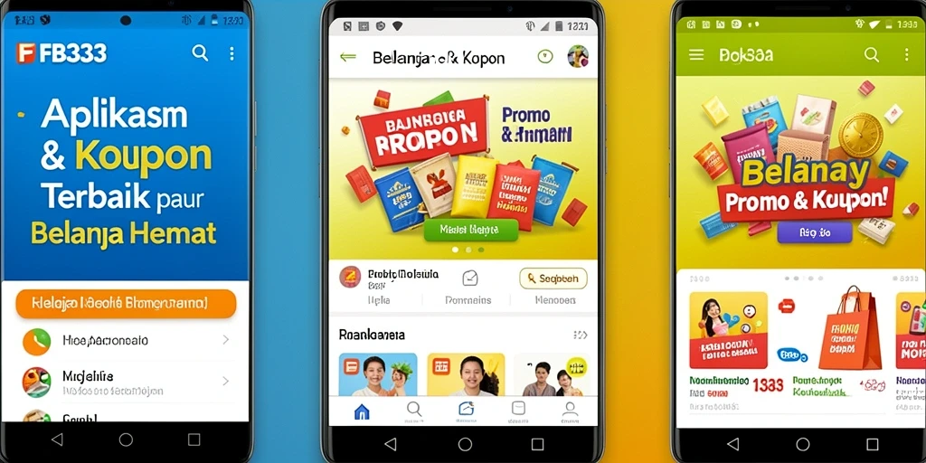 Tampilan antarmuka utama FB333 menampilkan berbagai kupon menarik untuk belanja.