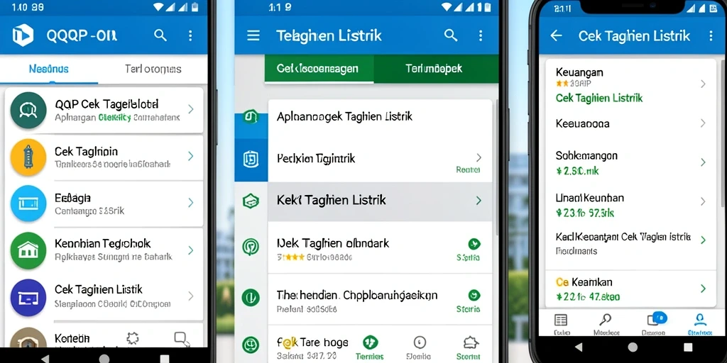 Tampilan antarmuka aplikasi QQRP untuk cek tagihan listrik.