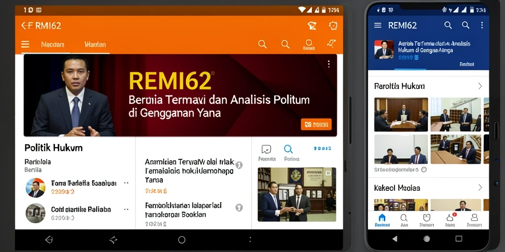 Antarmuka aplikasi REMI62 yang intuitif untuk berita politik hukum.