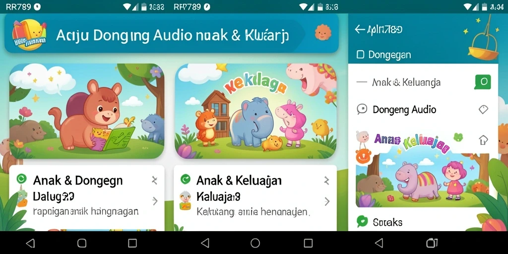 Antarmuka <strong>RR789</strong> yang ramah anak dengan koleksi dongeng audio.