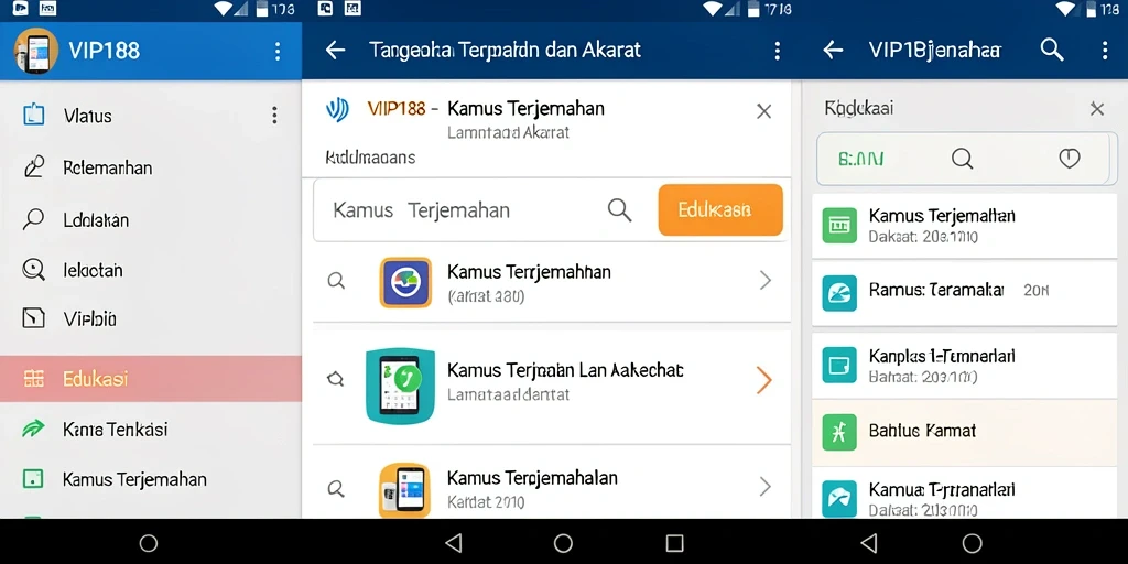 Tampilan antarmuka VIP188 yang intuitif untuk Kamus Terjemahan.