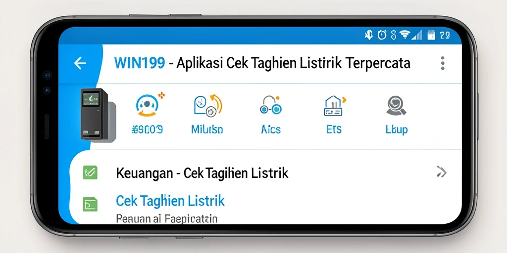 Antarmuka aplikasi WIN199 untuk cek tagihan listrik yang user-friendly.